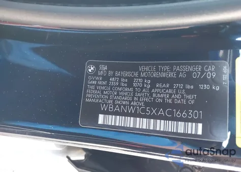 2010 BMW 535I from USA, damaged, VIN WBANW1C5XAC166301
